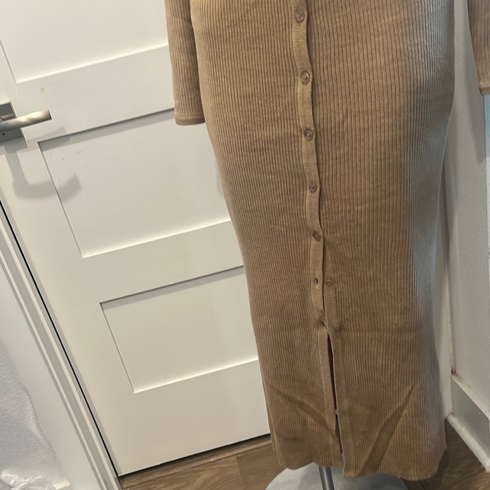 Tan Long Sleeve Button Down Duster - image 2